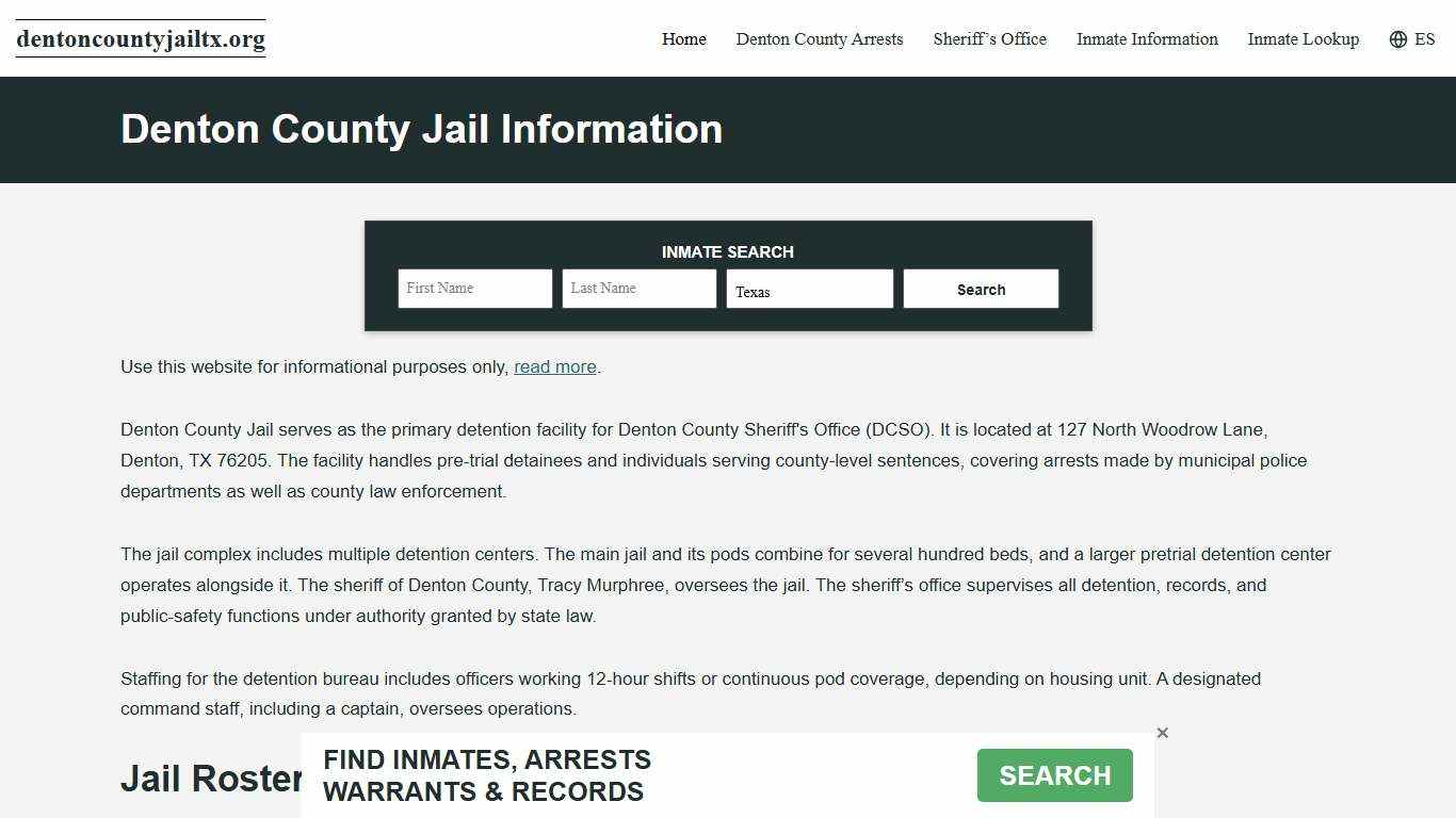 Denton County, TX Jail Roster, Inmate Info
